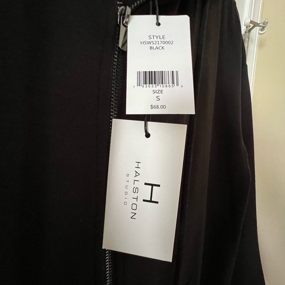 Halston Studio Style HSWS2170002 Black Oversized Zip Front Hoodie - Picture 3 of 7